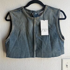 NWT Zara Denim Sleeveless crop top